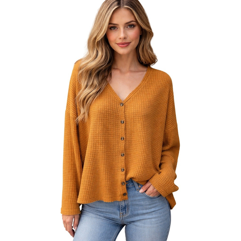 Anthropologie XS Slub Orange Waffle Knit Cardigan